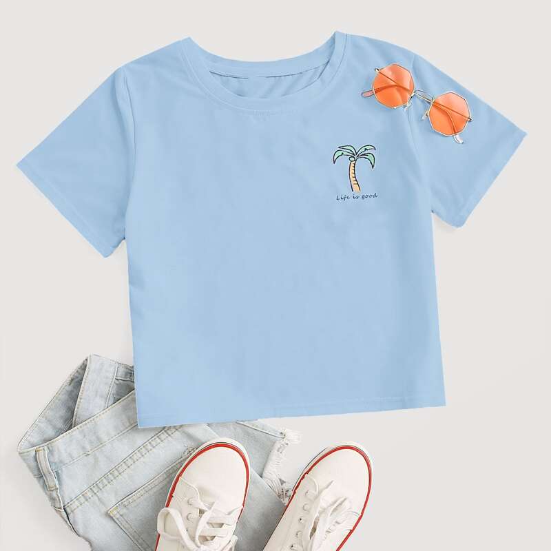 

Graphic Print Blue Tee