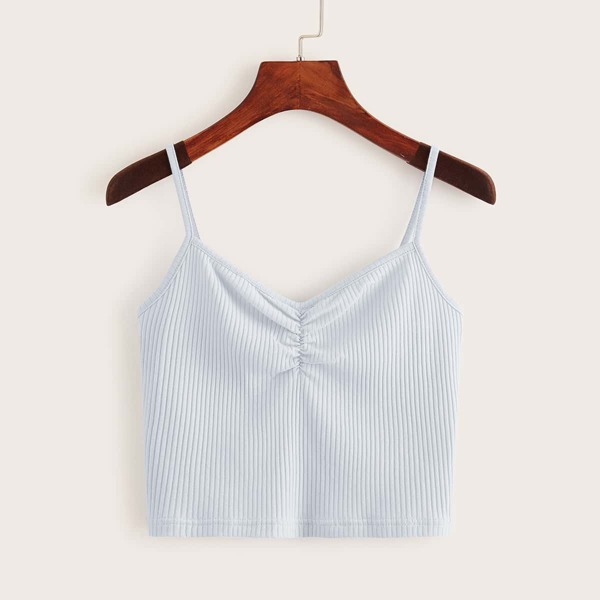 

Декоративный край С простым принтом Повседневный Майка, Синий пастельный