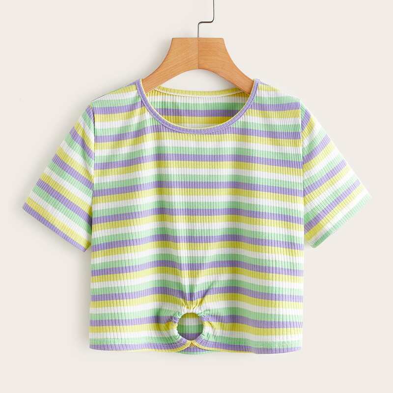 

Striped Cut Out Tee, Multicolor