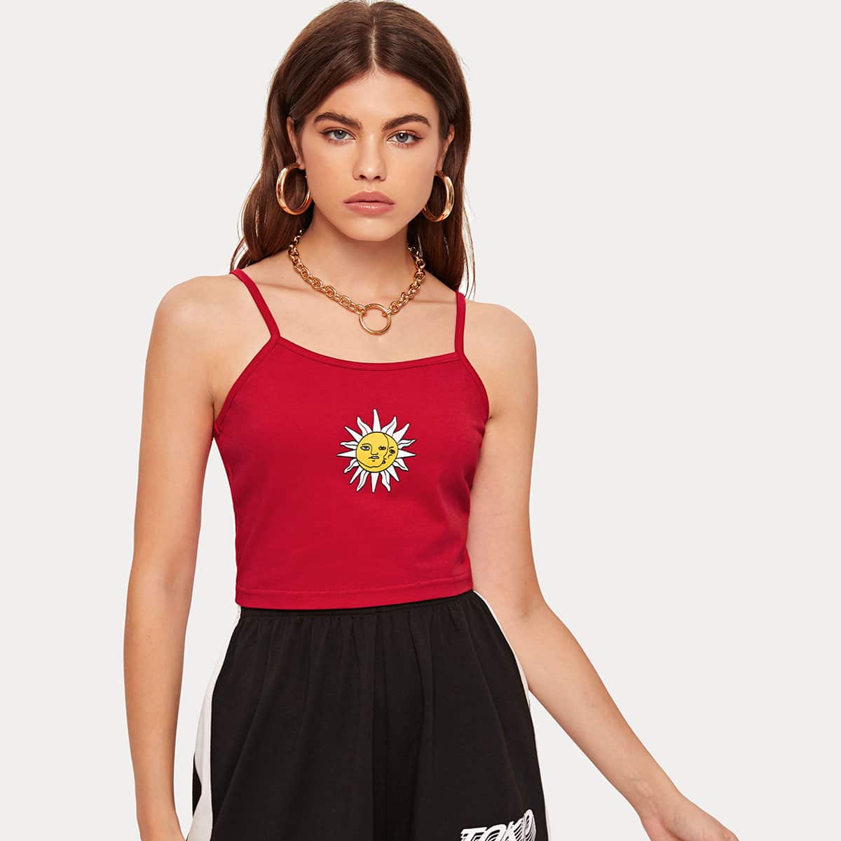 

Sun Graphic Red Crop Cami