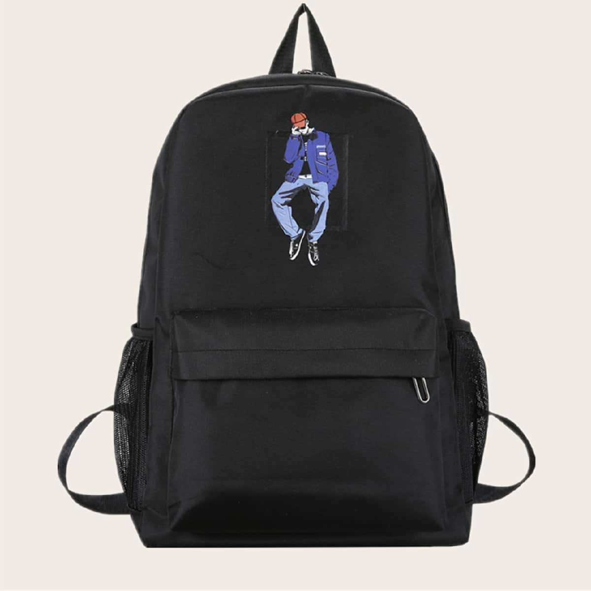 

Guys Cartoon Graphic Backpack, Black