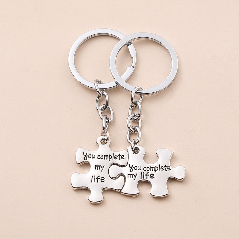 

2pcs Letter Decor Keychain, Silver