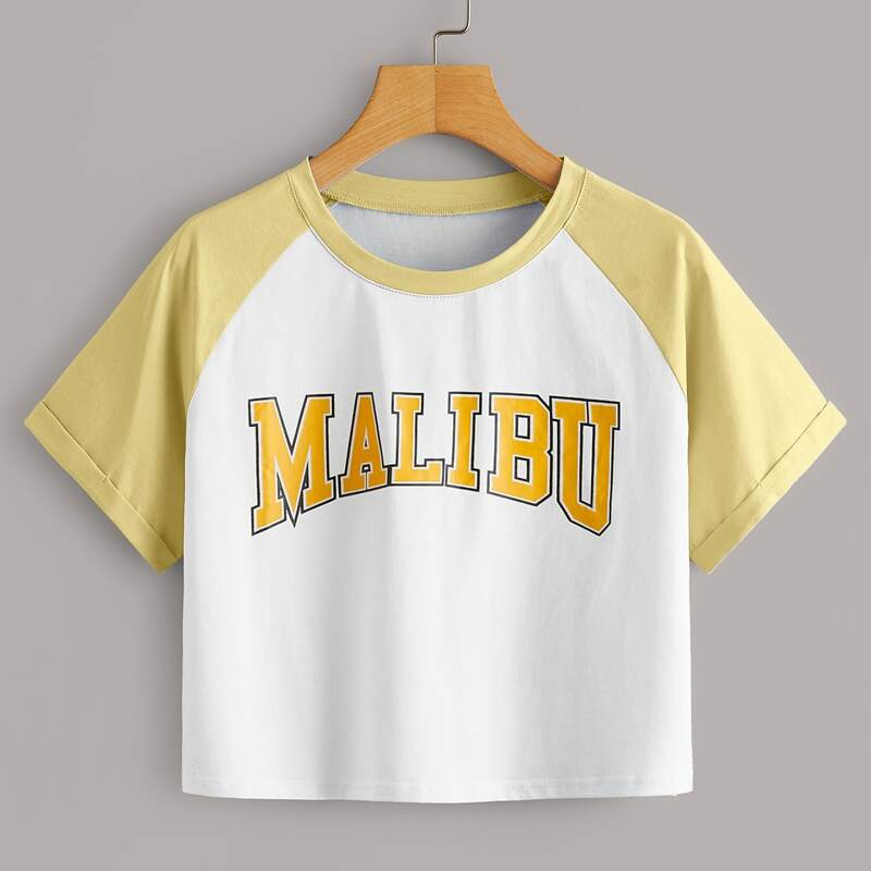 

Letter Graphic Crop Tee, Yellow