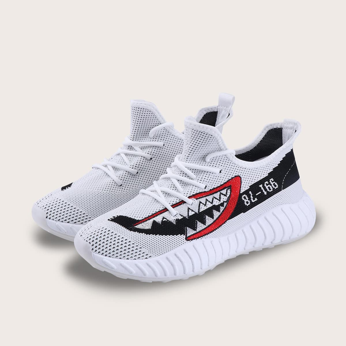

Guys Lace-up Front Knit Sneakers, White