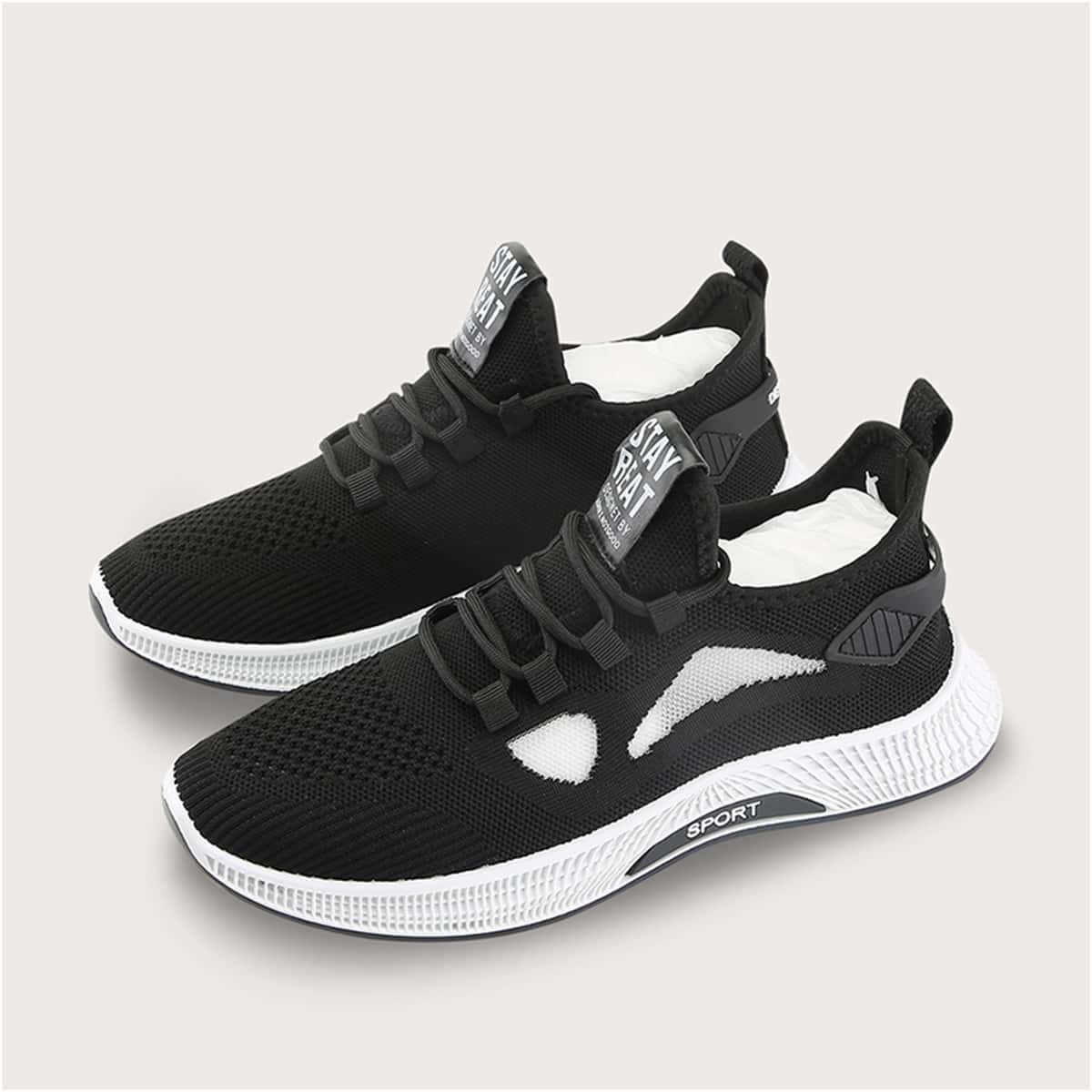 

Guys Mesh Panel Knit Sneakers, Black