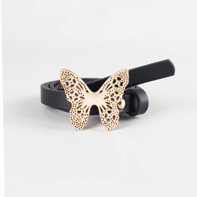 

Butterfly Buckle Skinny Belt, Black