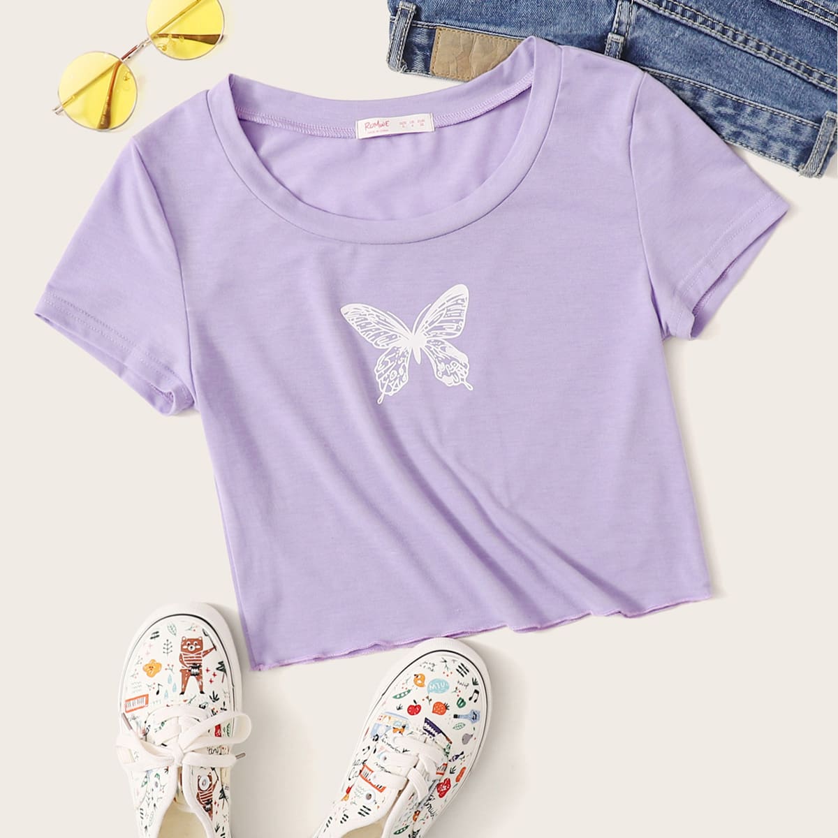 

Butterfly Print Purple Tee