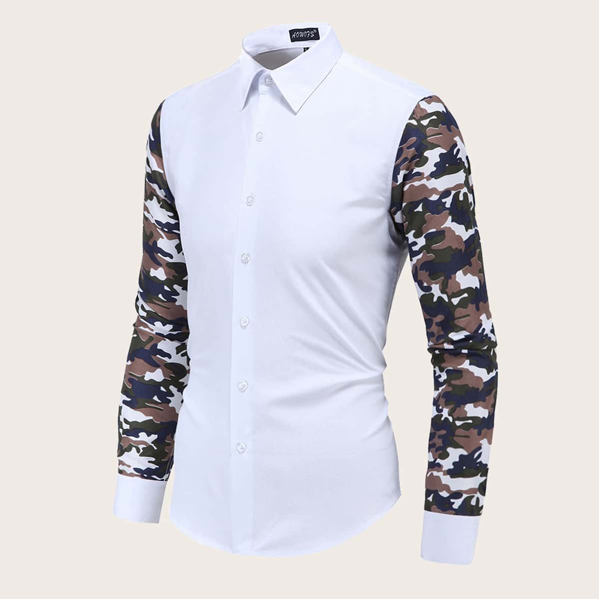 

Guys Camo Print Sleeve Shirt, Multicolor
