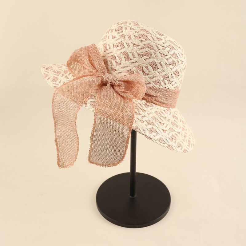 

Bow Knot Decor Straw Hat, Pink