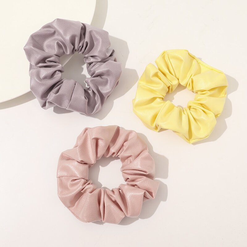 

3pcs PU Scrunchie, Multicolor
