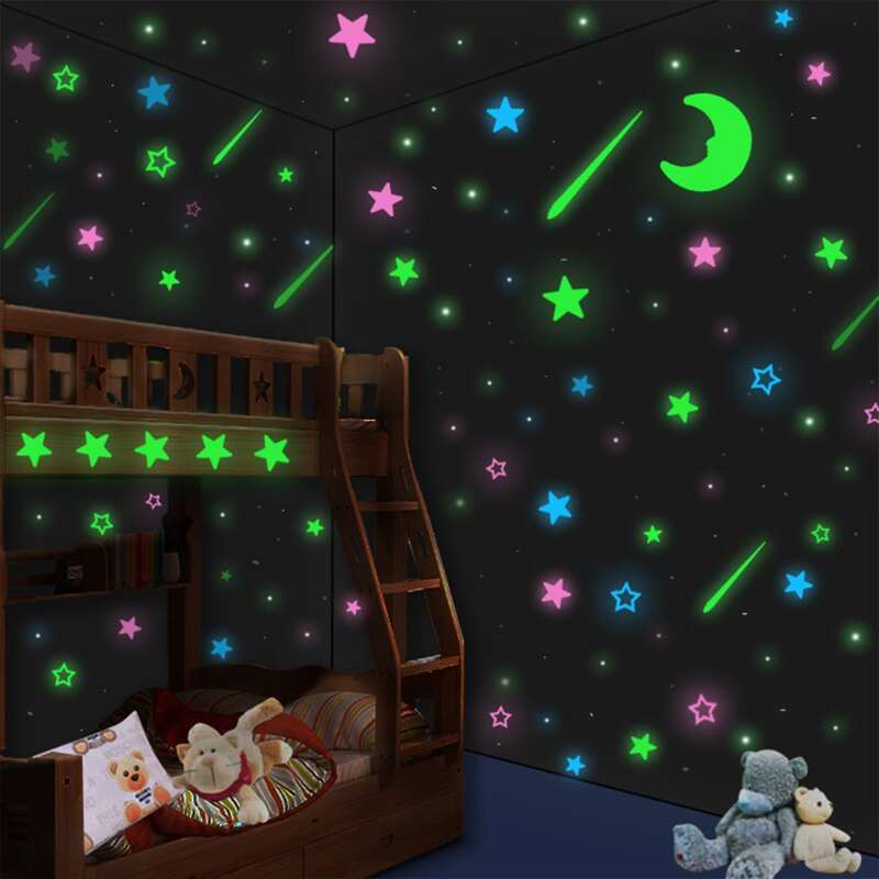 

6pcs Random Moon Luminous Wall Sticker, Multicolor