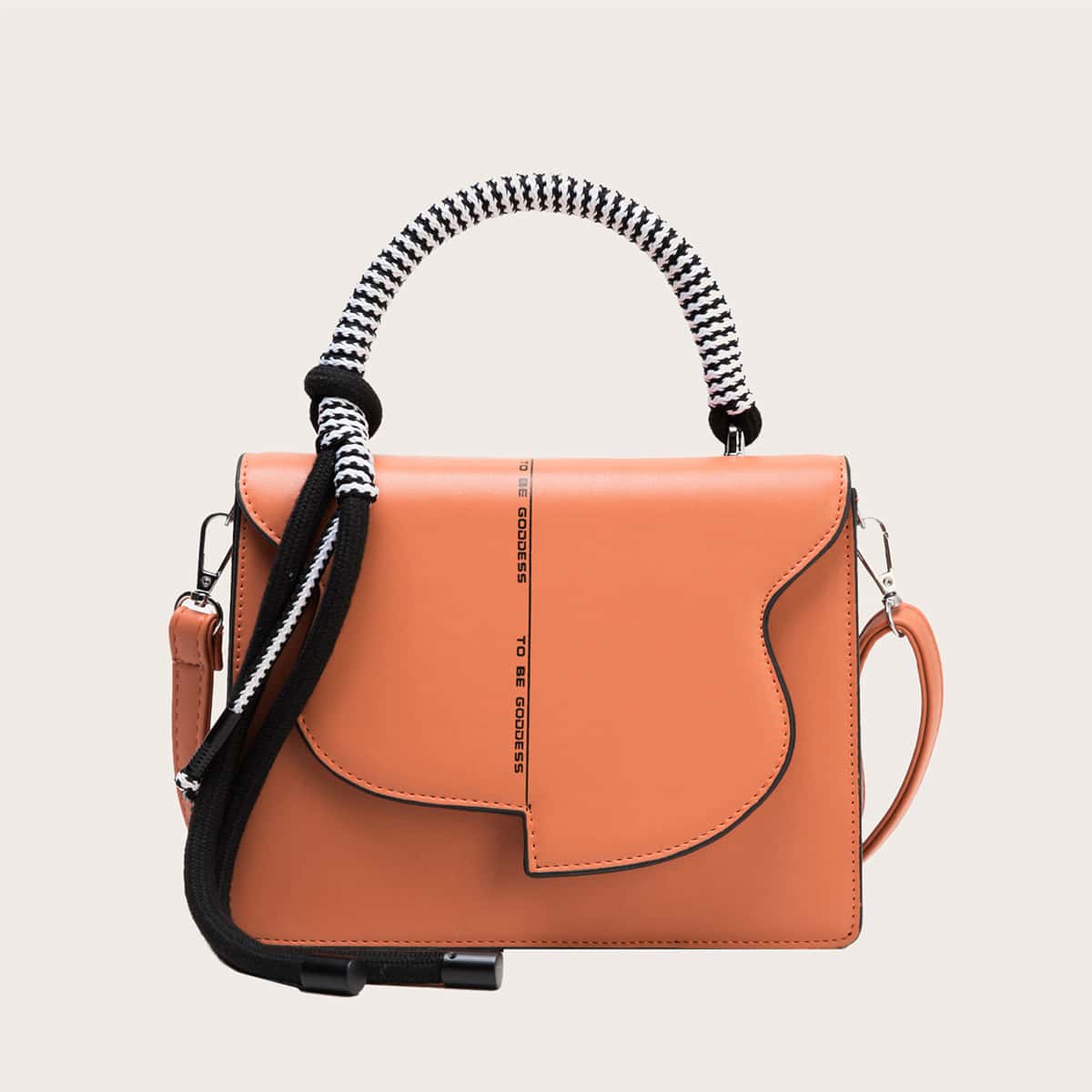 

Letter Graphic Flap Satchel Bag, Orange