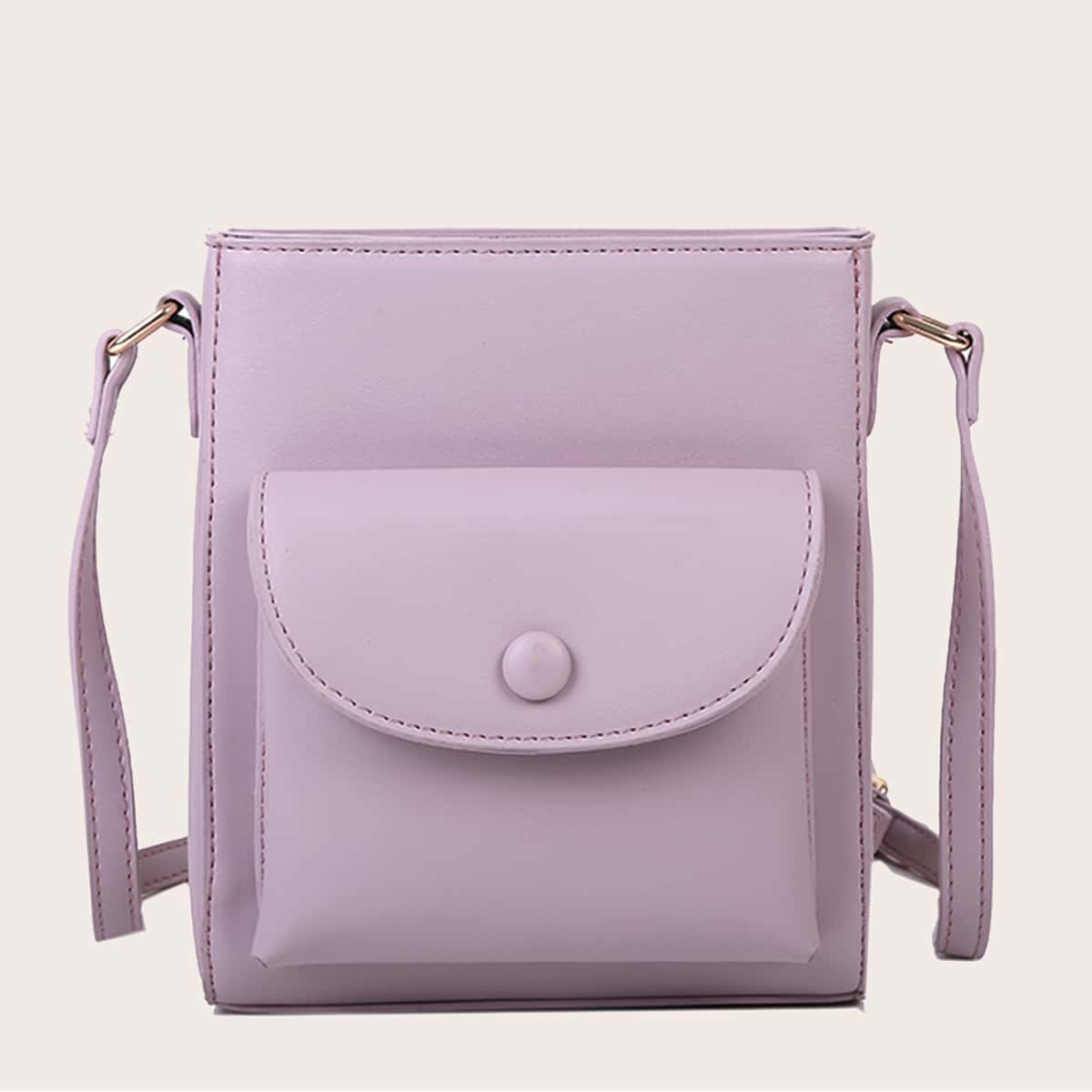 

Minimalist Flap Crossbody Bag, Purple