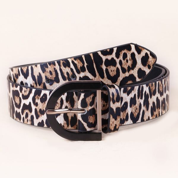 

Leopard Pattern Buckle Belt, Multicolor