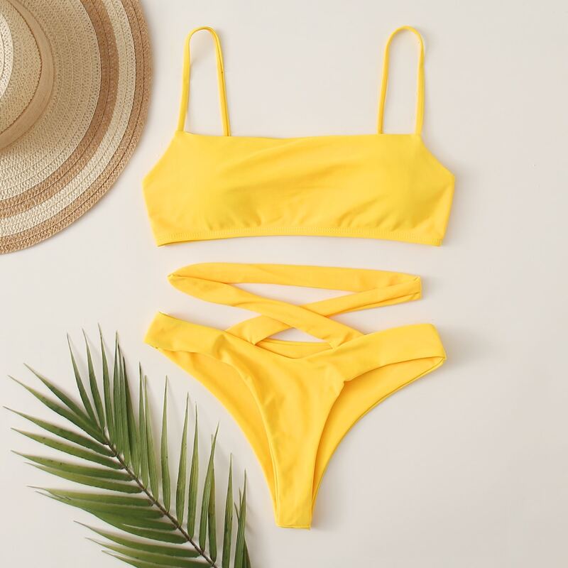 

Criss Cross Bikini Swimsuit, Yellow