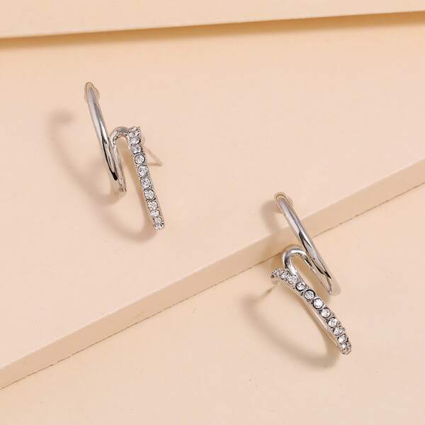 

Rhinestone Stud Earrings, Silver