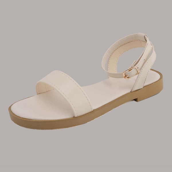 

Two Part Ankle Strap Sandals, Beige