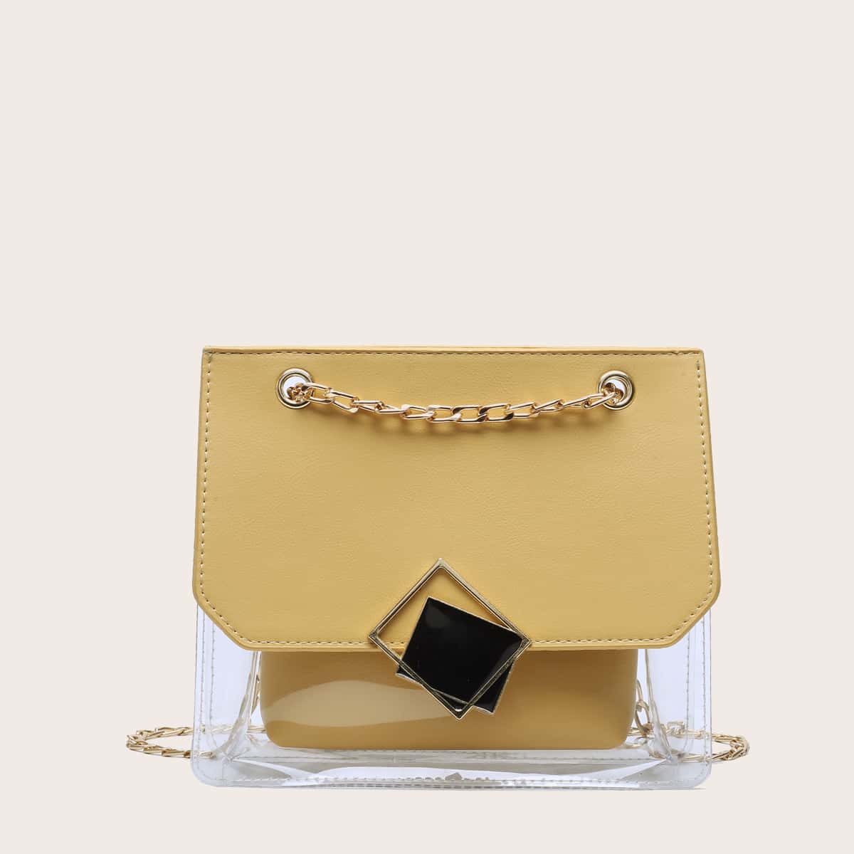 

Clear Flap Crossbody bag With Inner Pouch, Yellow