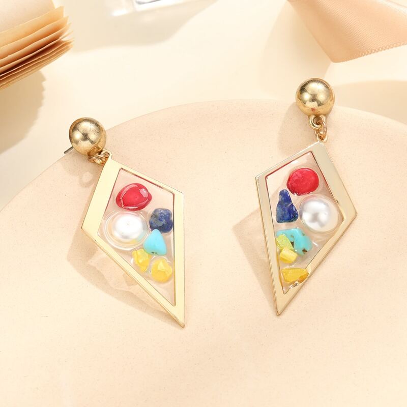 

Geometric Drop Earrings, Multicolor