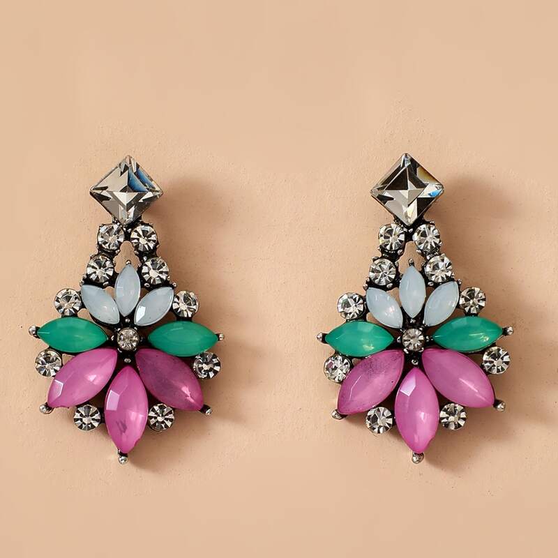 

Rhinestone Stud Earrings, Multicolor