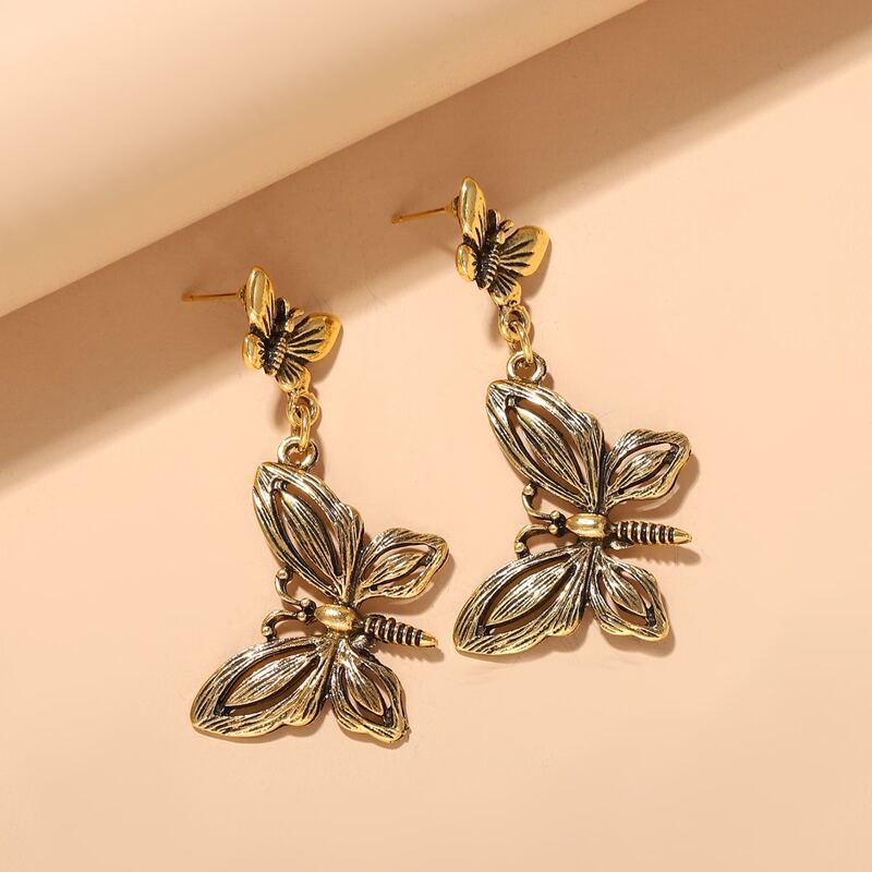 

Butterfly Drop Earrings, Gold