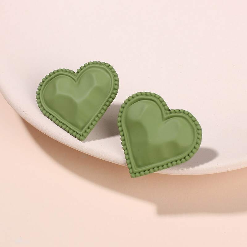 

Heart Stud Earrings, Green