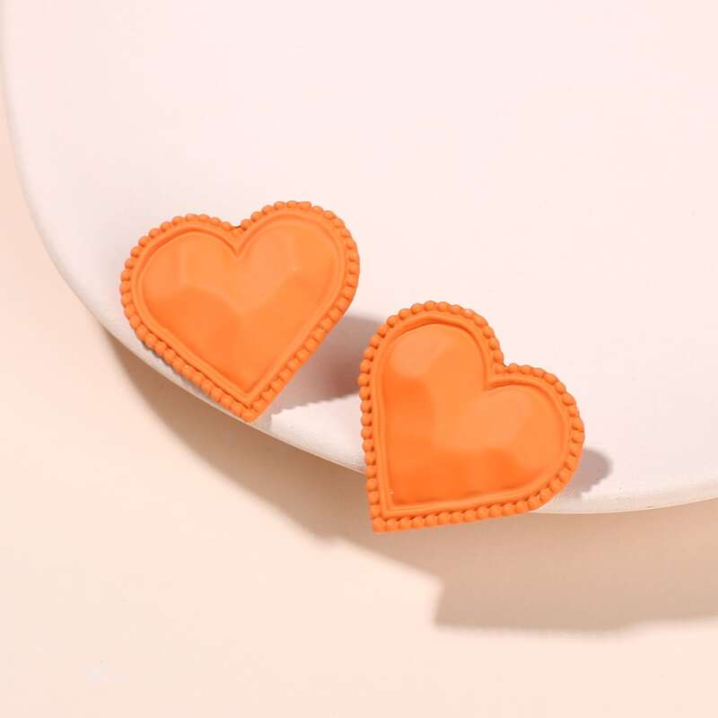 

Heart Stud Earrings, Orange