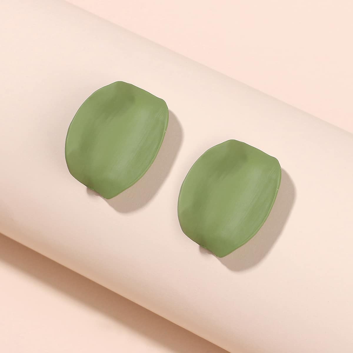 

Metal Stud Earrings, Green