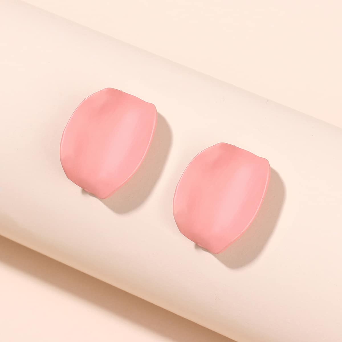 

Metal Stud Earrings, Pink