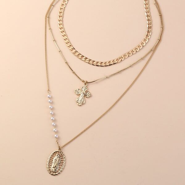 

2шт ожерелье с крестом, Золотистый