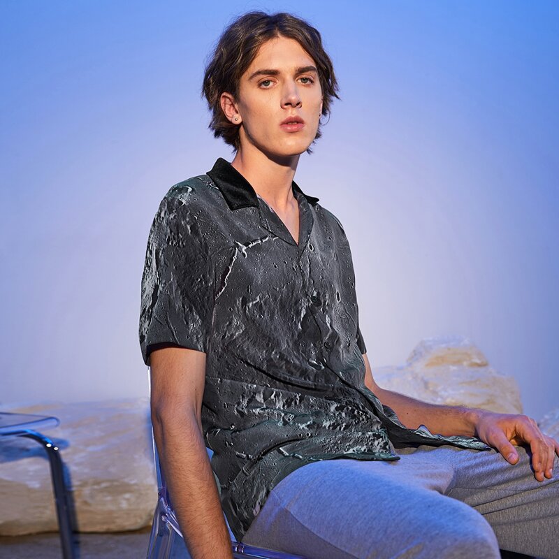 

Guys Lunar Landscape Print Shirt, Grey