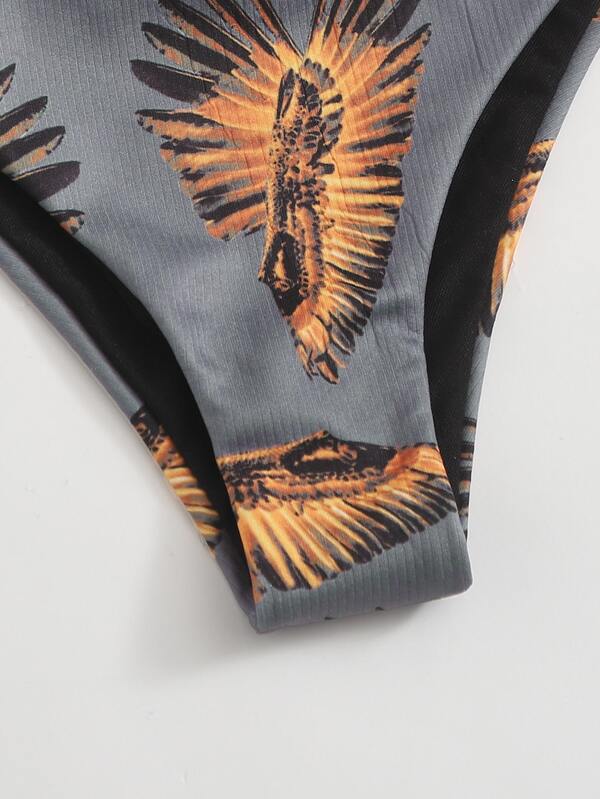 eagle print grey bikini