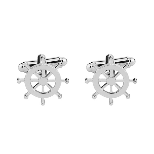 

Men Rudder Design Cufflinks, Silver