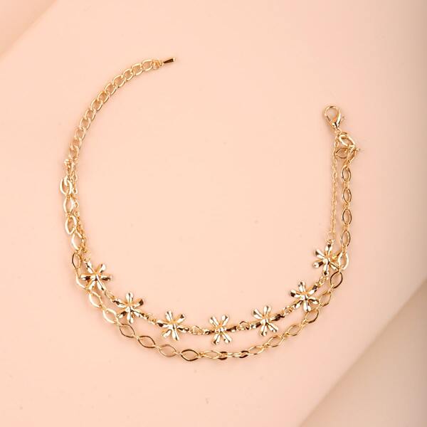 

Flower Charm Anklet, Gold