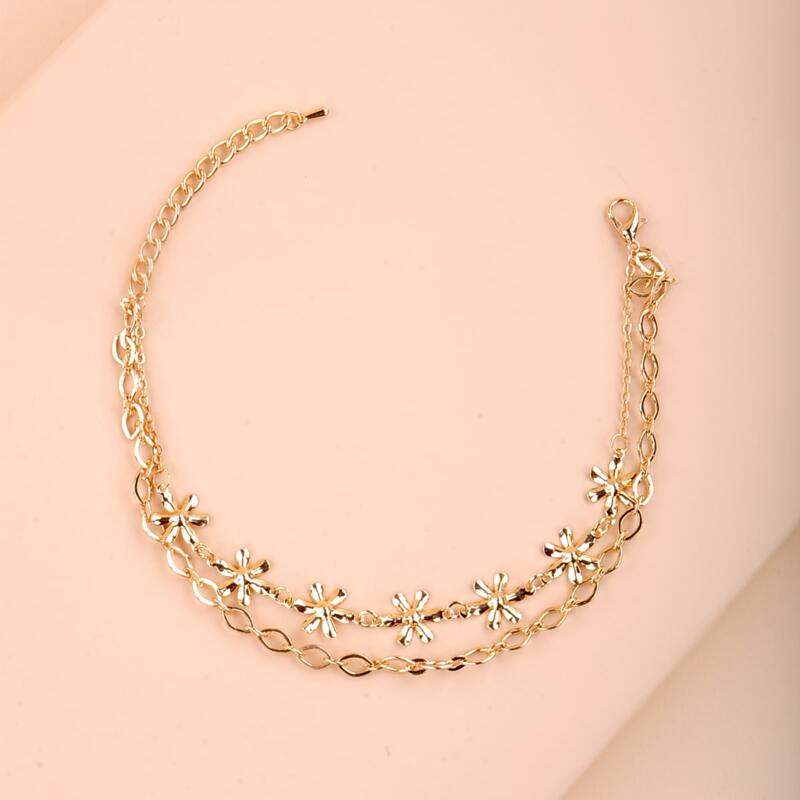 

Flower Charm Anklet, Gold