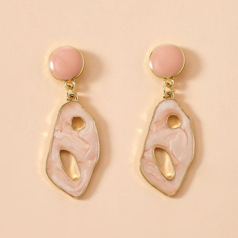 

Hollow Out Metal Earrings, Pink