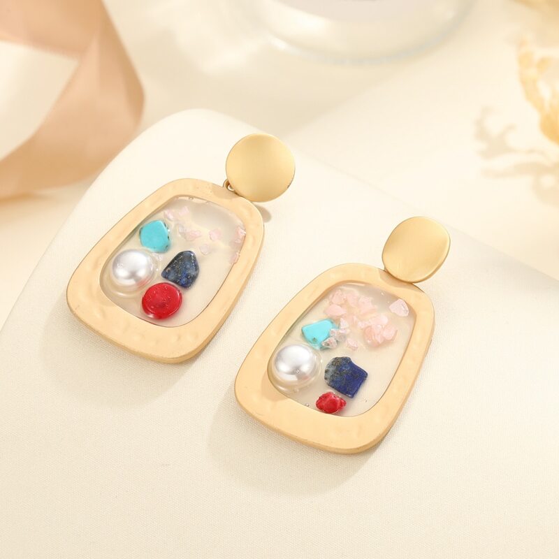 

Geometric Drop Earrings, Multicolor