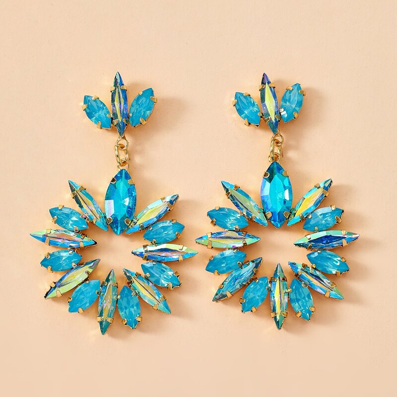 

Rhinestone Drop Earrings, Blue