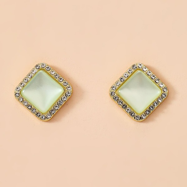 

Rhinestone Stud Earrings, Green
