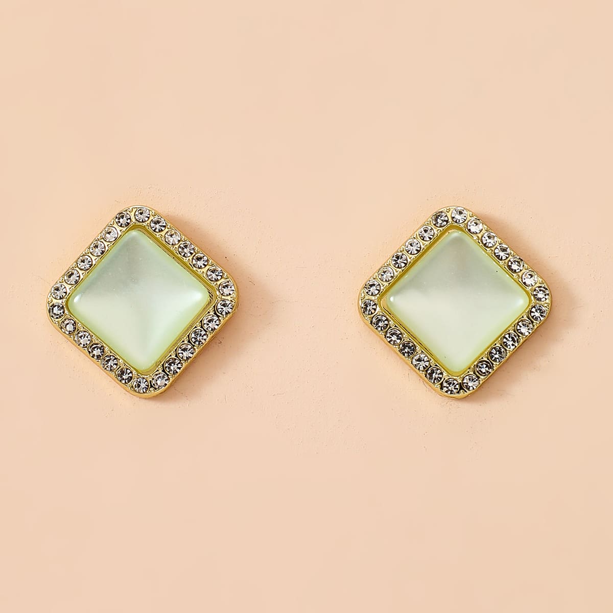 

Rhinestone Stud Earrings, Green