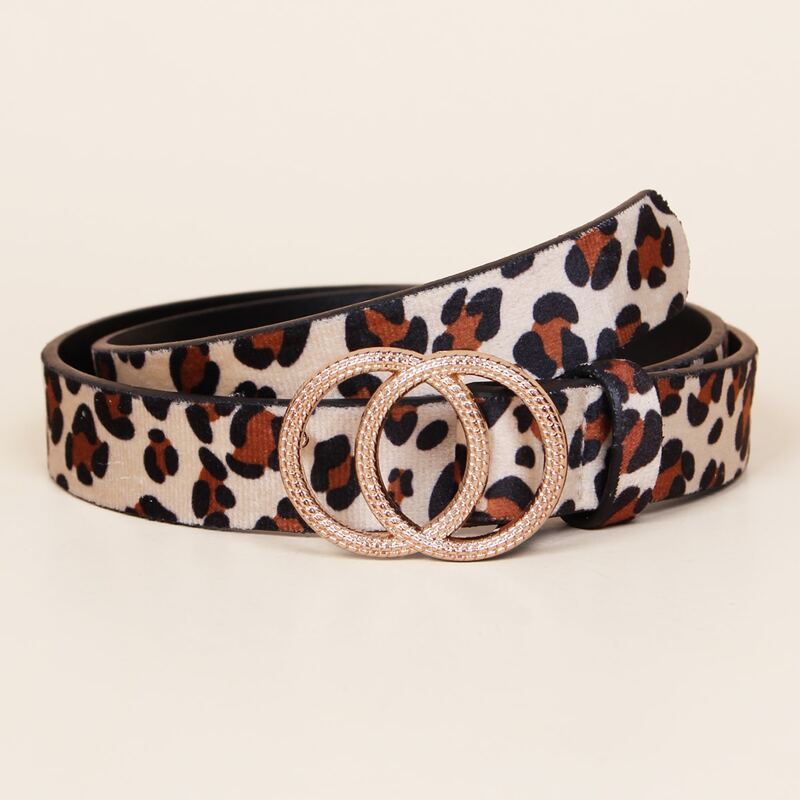 

Leopard Pattern Buckle Belt, Multicolor