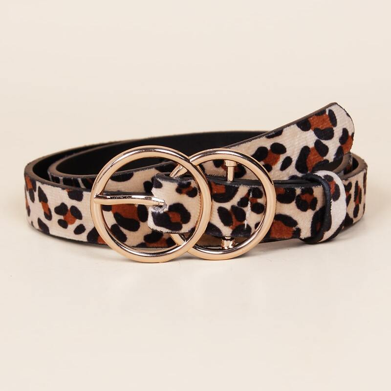 

Leopard Pattern Buckle Belt, Multicolor
