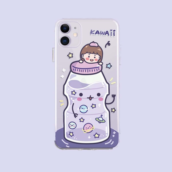 

Cartoon Girl Print iPhone Case, Multicolor