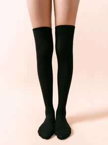 2pairs Plain Knee Length Socks - Black - View 3