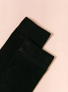 2pairs Plain Knee Length Socks - Black - View 5