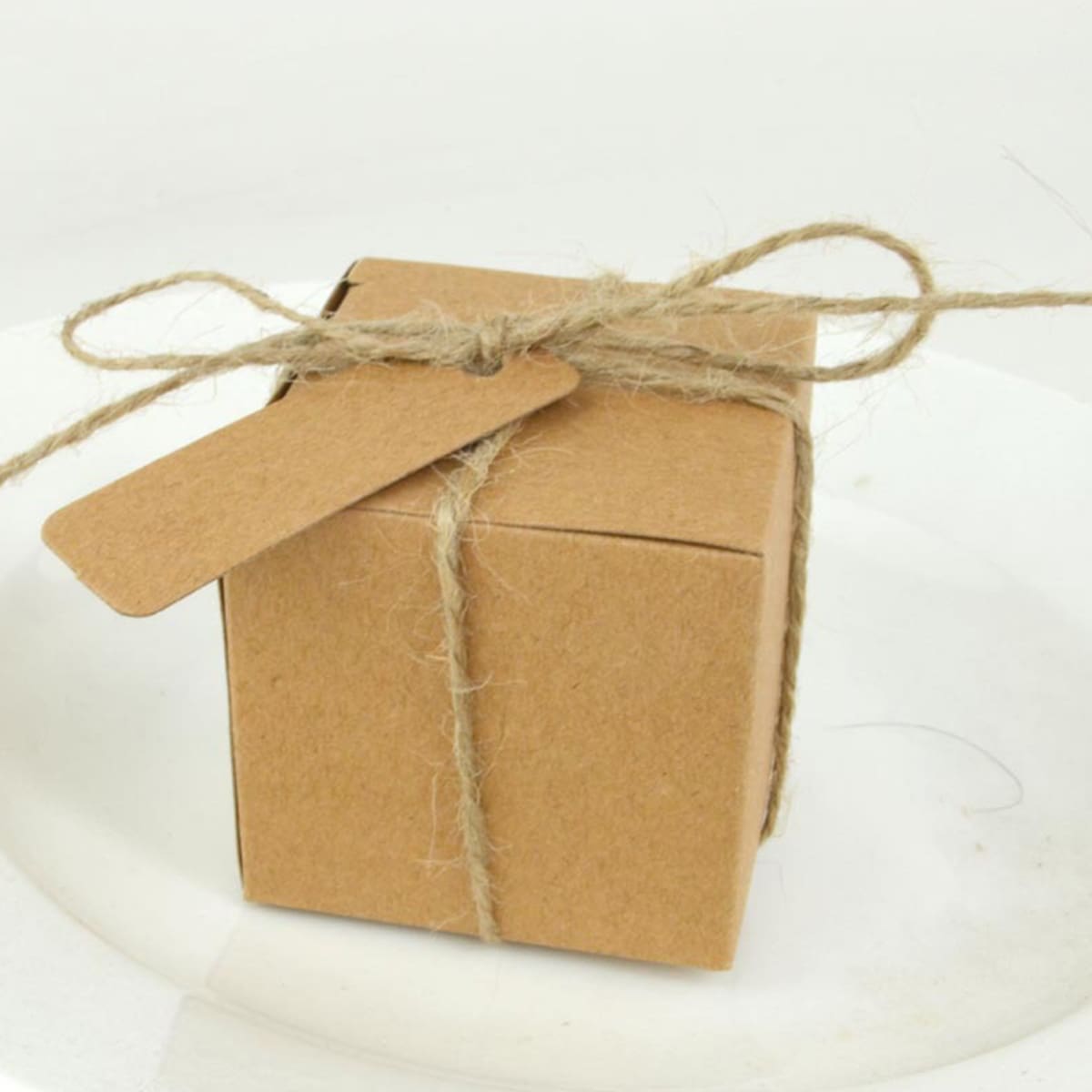 

10pcs Snack Packaging Box With Rope & Tag, Brown