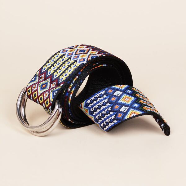 

Geo Pattern Woven Belt, Multicolor