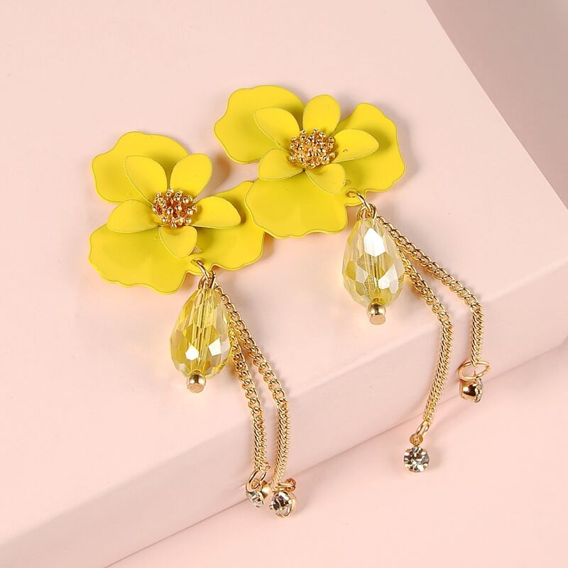 

Flower Rhinestone Earrings, Yellow