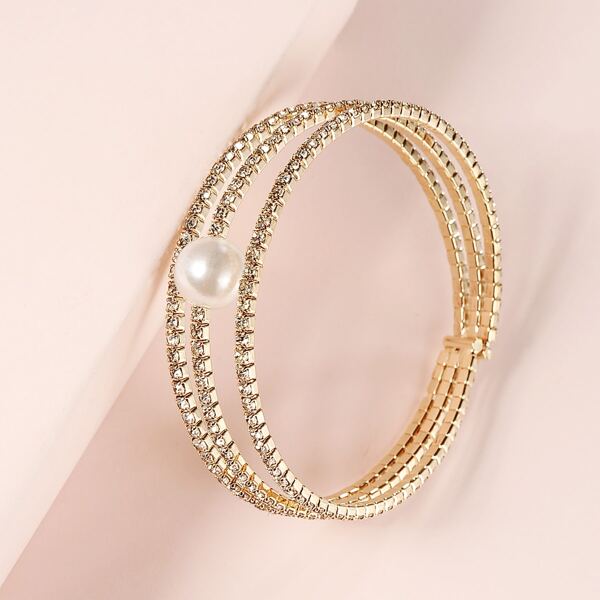 

Rhinestone Cuff Bracelet, Gold