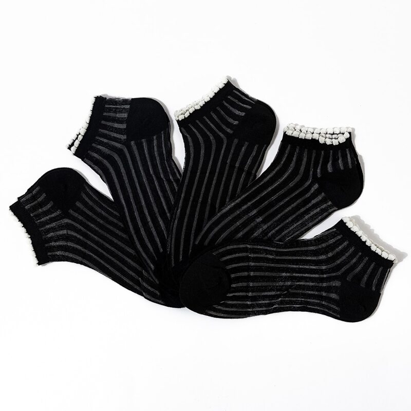 

5pairs Ribbed Socks, Black